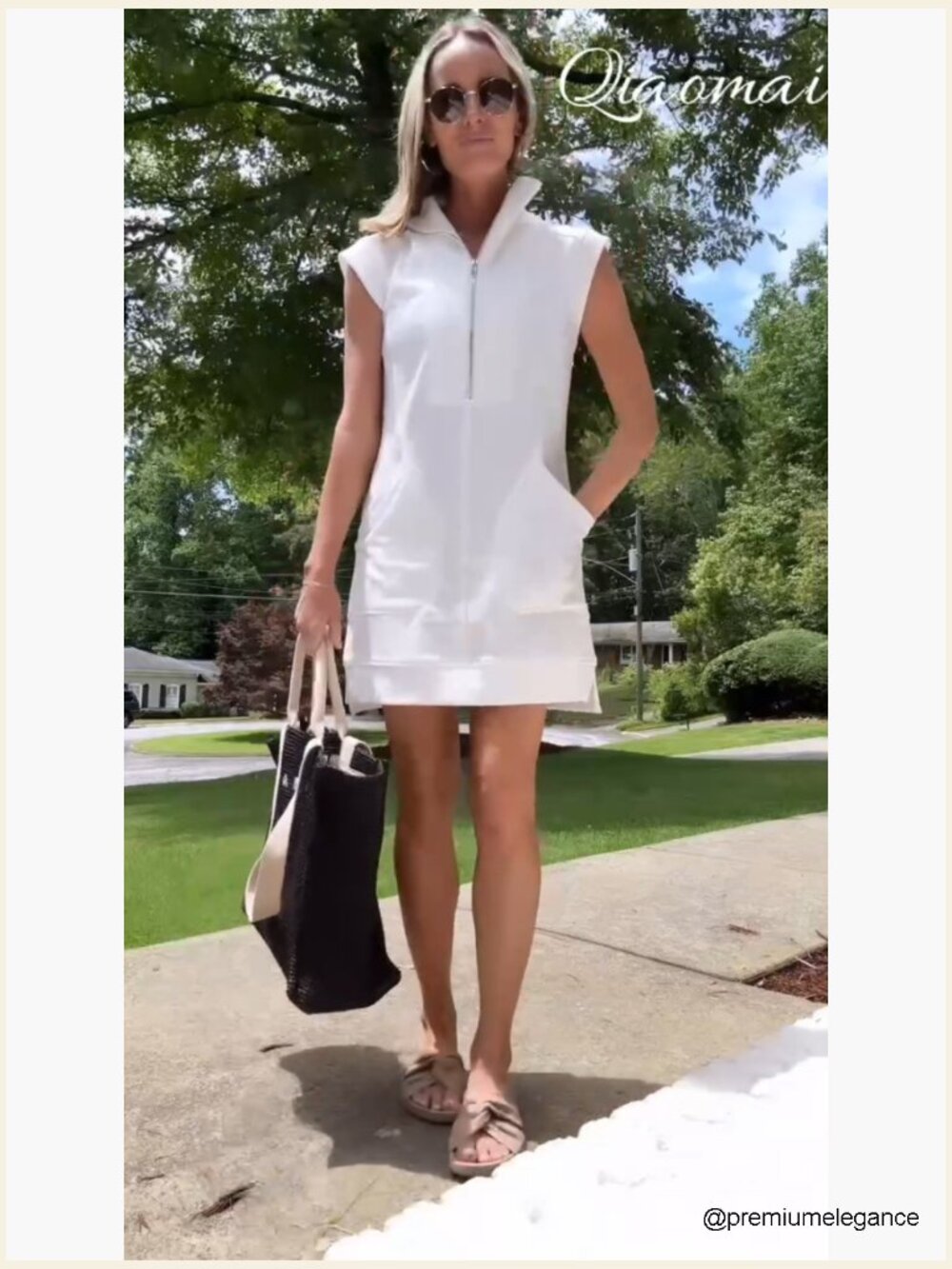 Half Zip Sweatshirt Mini Dress Sleeveless Pullover Tunic Casual Summer - Picture 7 of 7